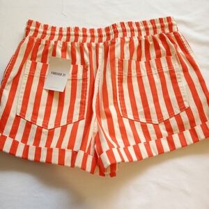 Forever 21 Shorts Striped Orange/White Medium